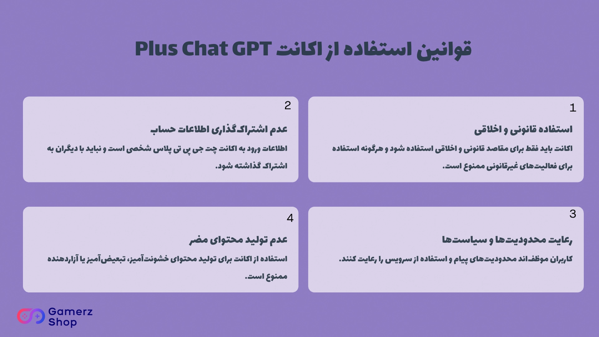 اینفوگرافیک قوانین استفاده از اکانت Chatgpt plus 